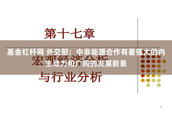 基金杠杆网 外交部：中非能源合作有着强大的内生动力和广阔的发展前景