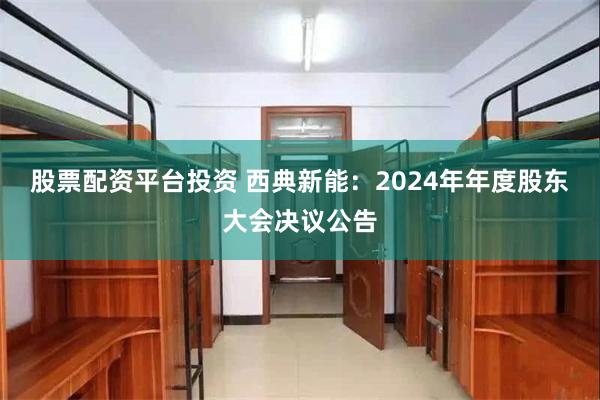 股票配资平台投资 西典新能：2024年年度股东大会决议公告